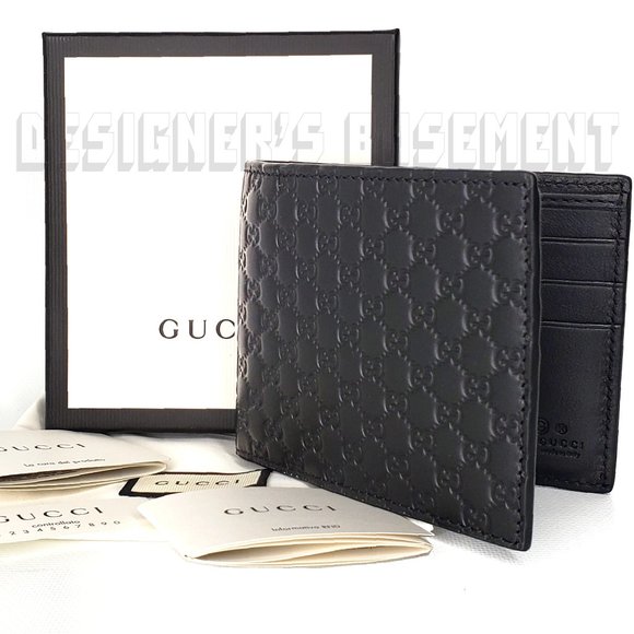 GUCCI Mens black Leather MICRO GUCCISSIMA GG embossed Bi-fold wallet new in Box! - Picture 1 of 5